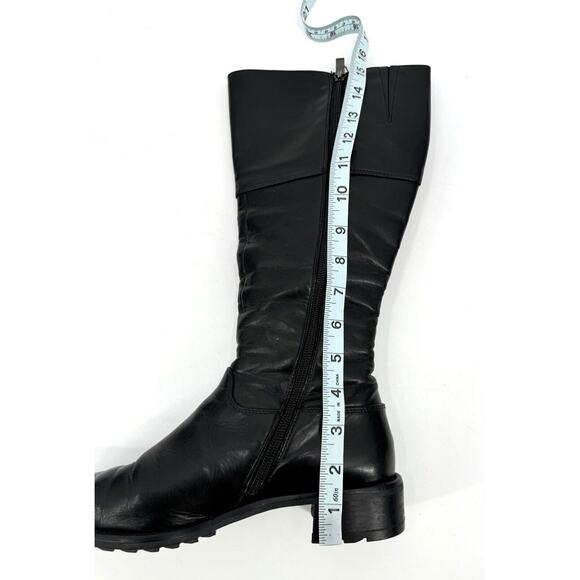paul green boots Women 9 Black Leather High Buckles Zipper Made In Austria Moto - Picture 8 of 10